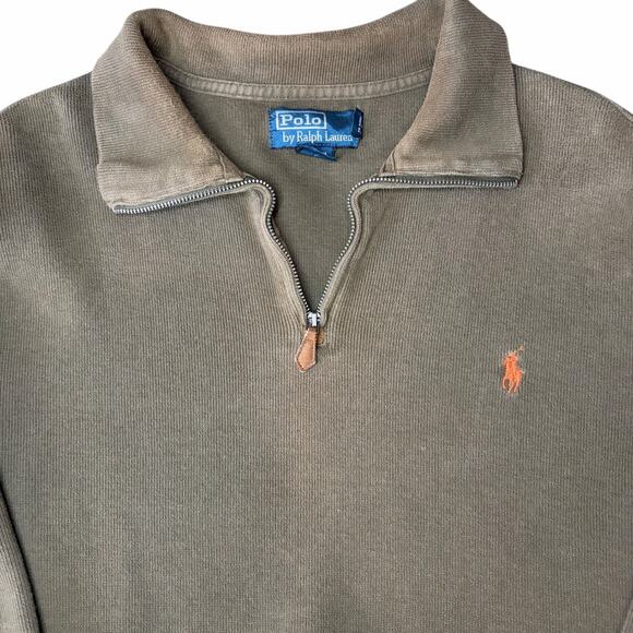 VTG Polo Ralph Lauren Men’s 1/4 Zip Pullover Sweater XL Brown Classic Logo Y2K - Picture 2 of 8